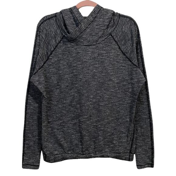 Lululemon Hoodie Womens Size 8 Black White Heathered Hooded Knit Gym Athletic - Picture 1 of 11